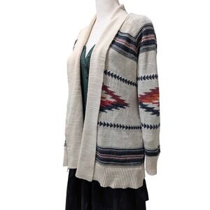 OLIVE + OAK Southwestern Aztec Tribal Knit Open Front Cardigan Sweater Women S